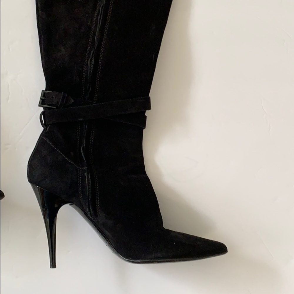 Burberry Black suede boots heels 37 7 Italy Zipper C Photos for best description - Picture 11 of 14